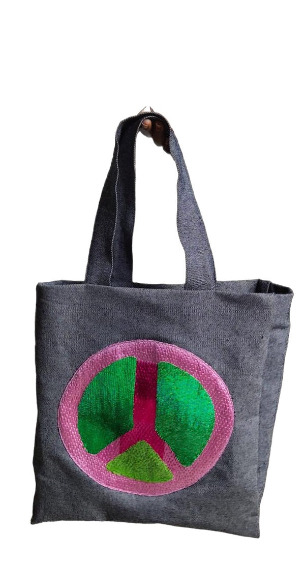 PINK PEACE | EMBROIDERED TOTE